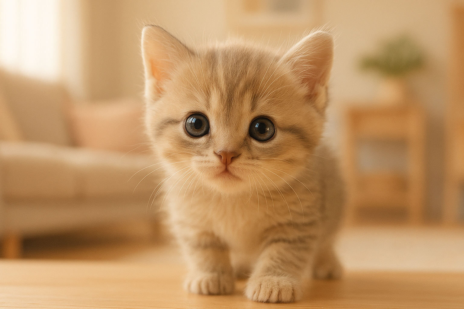 Kiscica otthoni nevelése, játék és tanulás közben, boldog családi környezetben